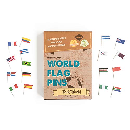 Miss Wood World Pack Bandeiras do Mundo (Recondicionado Como Novo) MISS WOOD - Bandeiras e cataventos - bandeiras, mundial, agulhas, woody map