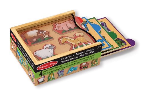 Puzzle MELISSA & DOUG Animals Mini (Idade Mínima: 3) Melissa & Doug - Quebra-cabeças de madeira e com pinos - puzzle, madeira, animais, 4 peças