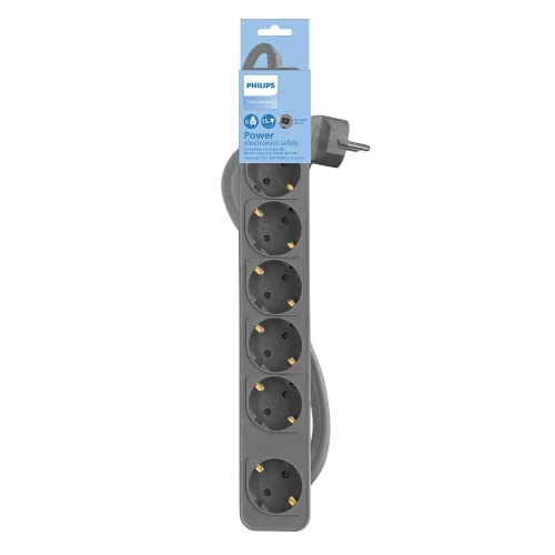 Extensão Elétrica PHILIPS CHF2164G/00 (6 Tomadas) Philips - Filtros de linha e supressores de surtos - 6 tomas, 2,160 W, 15 metros, proteção contra sobrecarga