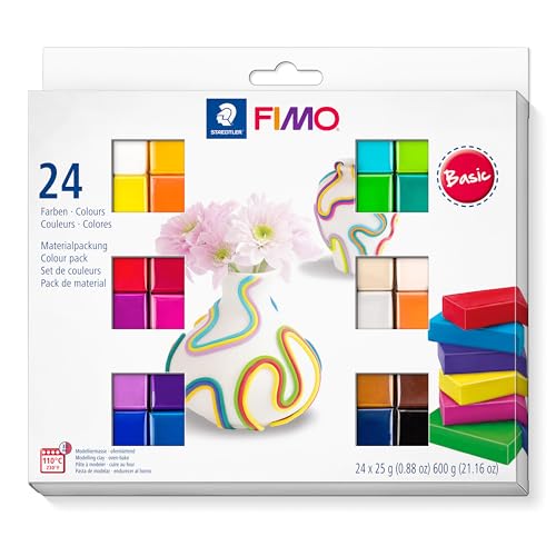 Argila para Modelagem STAEDTLER Fimo (Multicor) Staedtler - Brinquedos - 24 cores, suave, flexível, brilhante