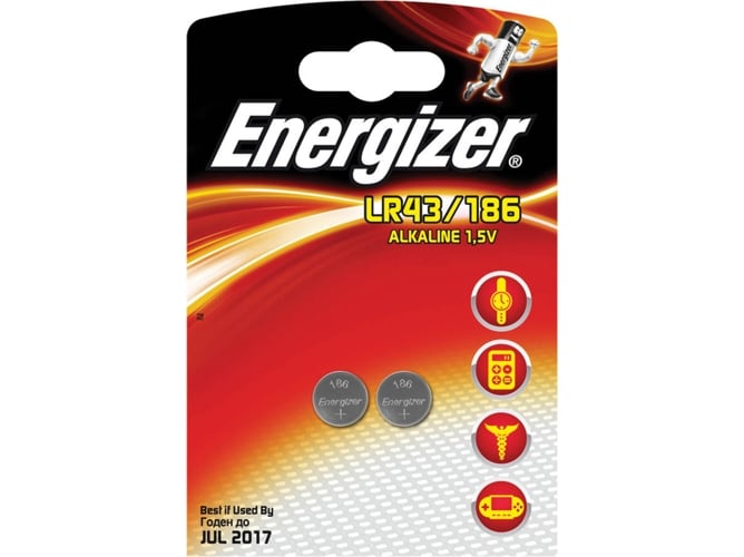 Pilhas Não Recarregáveis ENERGIZER 186 (2 unidades) Energizer - Baterias de uso geral - não-recarregável, 1100 mAh, CR43A, 2 unidades