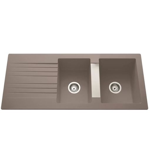 Ewi 116x50cm 2 Recipientes + Escurro Cinza EWI - Pias de cozinha e utilidade - 2 recipientes, escoço, 25 litros, resina