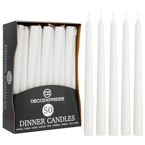 Velas Decorativas HOMEMANIA Pack de 50 Vela Branca e Dourada F&F Stores - Velas - 50 unidades, branca, dourada, alta qualidade