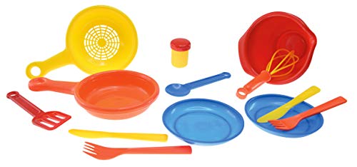 Conjunto de Utensílios de Cozinha GOWI 454-71 Gowi Toys Austria - Cozinhas de brinquedo e alimentos de brincar - 7 peças, espeto, faca de madeira, garfo, colher
