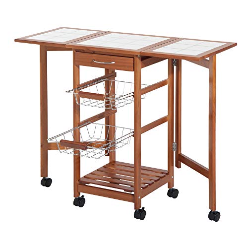 Carrinho de Cozinha HOMCOM | Castanho, Branco HOMCOM - Carrinhos de cozinha e jantar - cozinha, castanho, branco