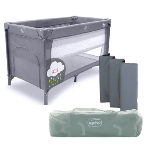 Cama de Viagem ASALVO 2 Alturas Smooth Clouds (65x77x125 cm) Asalvo - Móveis para bebês e crianças pequenas - 2 alturas, smooth clouds, 65x77x125 cm