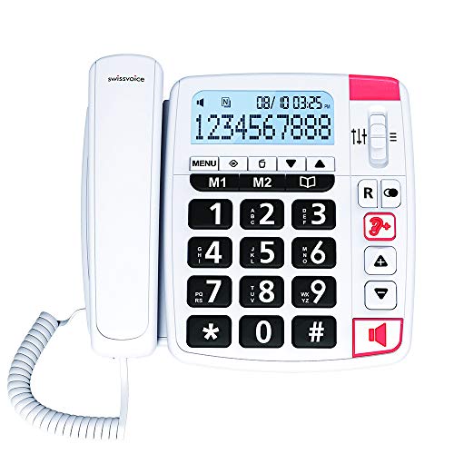 Telefone fixo com fios SWISSVOICE Xtra 1150 Branco Swissvoice - Telefonia - telefone fixo, fios, swissvoice xtra 1150, branco, ecrã retroiluminado, teclas grandes