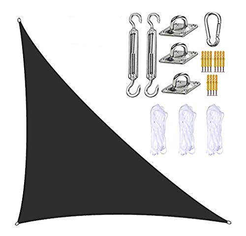 Toldo Triangular com Kit de Fixação 3 Cordas Impermeável Bloque Uv Preto 3 M X 4 M X 5 M BXFUL - Toldos e gazebos - toldo triangular, kit de fixação, 3 cordas, impermeável, bloque UV, preto