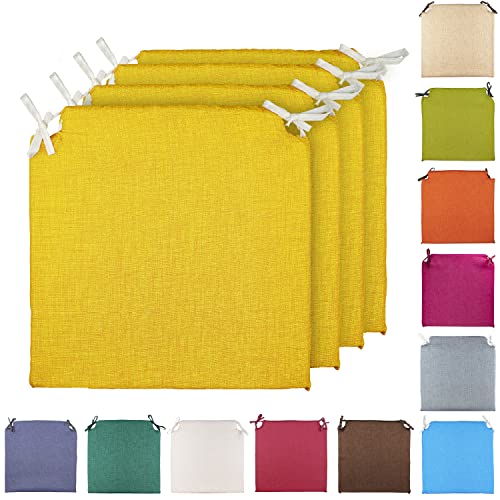 Conjunto 4 Almofadas Amarelo com Fita TIENDA EURASIA TIENDA EURASIA - Almofadas para cadeiras e sofás - almofadas, amarelo, fita, interiores, exteriores