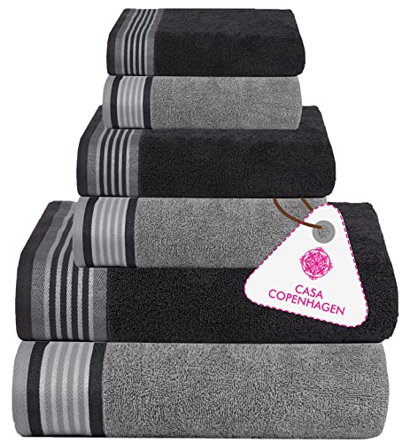 Conjunto de Lençóis CASA COPENHAGEN (Cinzento - Algodão - 60x140 cm) Acme - Toalhas de banho e panos de limpeza - algodão, absorvente, durável, 6 lençois
