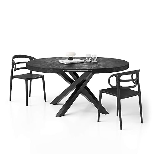 Mesa de Refeição FIVERR Emma (Preto - Aço - 120x80 cm) Mobili Fiver - Mesas de cozinha e sala de jantar - madeira, carvalho, gaveta, 120x80 cm