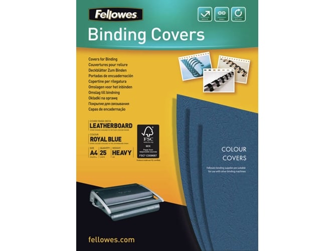 Pack 25 Capas de Encadernação FELLOWES 5373902 Fellowes - Papel de capa - 25 capas, resistente, 250 micras