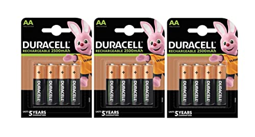 Pilhas Recarregáveis DURACELL Rechargeable Duracell - Baterias - recarregável, aa, 12V, 2500mAh, ião-lítio