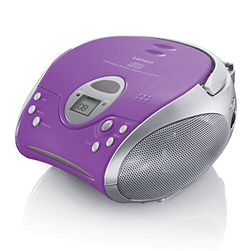 Lenco SCD-24 Leitor de Cd e Rádio Portátil Prateado Roxo Lenco - Reprodutores de áudio e gravadores - portátil, rádio, leitor de CD, lcd, prateado roxo