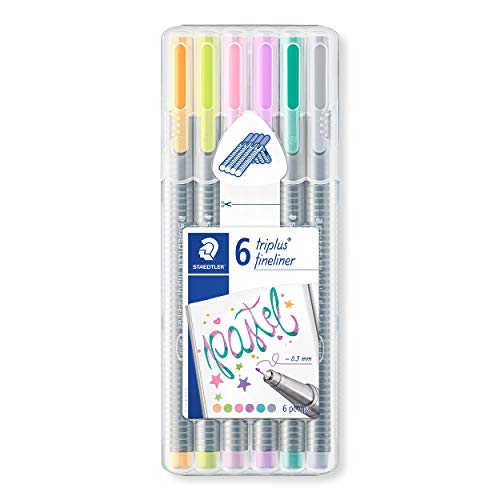 Caixa de 6 Canetas Fineliner STAEDTLER Triplus (0,3 mm) Staedtler - Canetas - canetas fineliner, staedtler triplus, 0,3 mm, traço médio, formato triangular, tinta à base de água