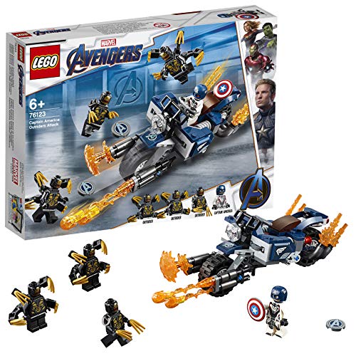 LEGO Marvel - Ataque de Outriders (Idade Mínima: 8) LEGO - Blocos de encaixe - lego, marvel, outlanders, capitao americano, moto, blasters