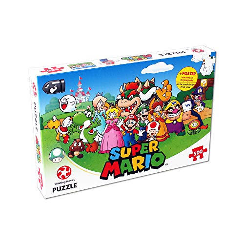 Puzzle 2D JUMBO Super Mario (Idade Mínima: 12 Anos - 500 Peças) Winning Moves - Quebra-cabeças - super mario, 500 peças, madeira, 12 anos
