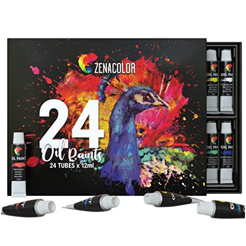 Caixa de 24 Tintas de Óleo ZENACOLOR BMS International - Tinta, tinta de arte e esmalte - tintas, óleo, 24 tintas