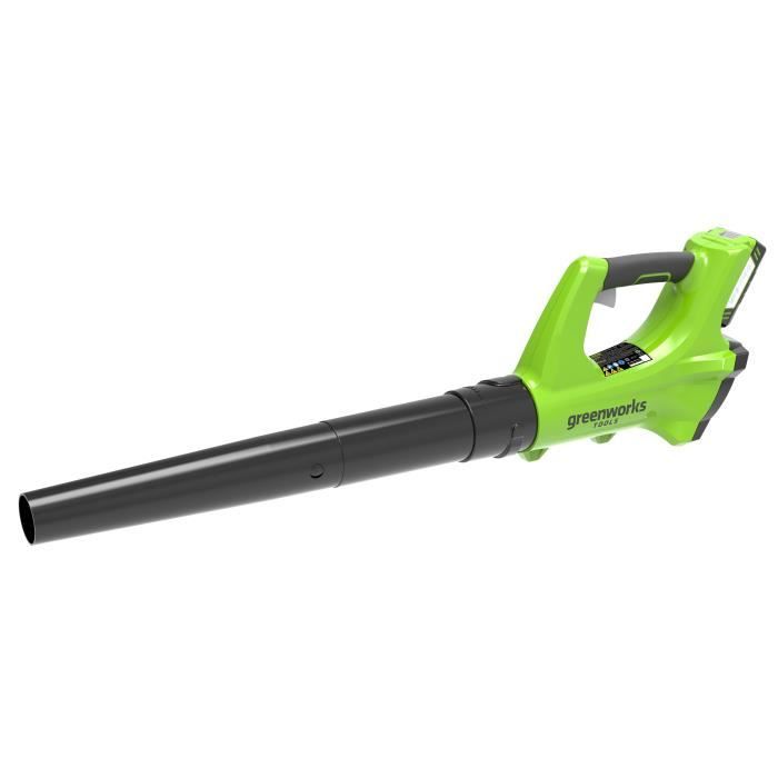 Soprador de Folhas GREENWORKS G24ABK2 (24 V - 280 cm/s) GREENWORKS TOOL - Sopradores de folhas - 24 V, 280 cm/s, bateria ião-lítio, 2,5 kg folhas