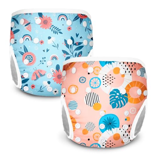 Fraldas de Banho JUNUNDJING 2 Peças Azul e Laranja JUNUNDJING - Roupa interior - fraldas, banho, juniunding, 2 peças