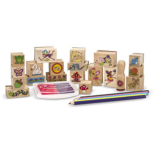 Jogo Tradicional MELISSA & DOUG Wooden Stamp Set Fairy Garden Melissa & Doug - Kits de scrapbooking e carimbos - fadas, flores, animais, jardim