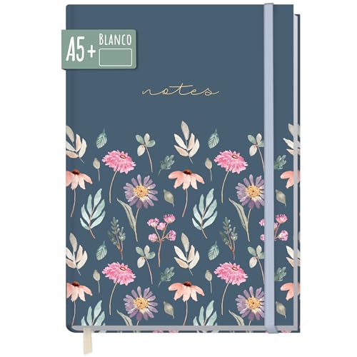 Caderno PAPERYOU Flying Flowers (A5+ - 21x15x2cm) Häfft-Verlag - Cadernos e bloco de notas - capa brilhante, páginas areadas, perfuradas, fecho elástico