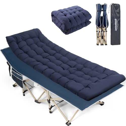 Cama dobrável para campismo Overmont | Cinzento Overmont - Camas e estruturas de cama - dobrável, algodão, bolso lateral, 190x71cm
