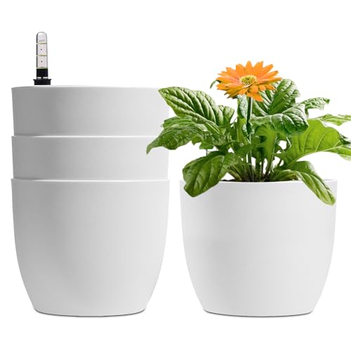 Conjunto de 4 Plantadores T4U Auto Riego 15Cm T4U - Vasos e canteiros - 4 plantadores, 1.3 litros, indicador de nível, placa de drenagem