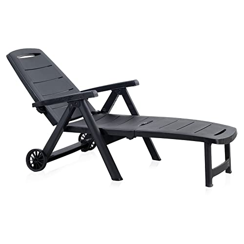 Espreguiçadeira Outsunny | Cinzento, Resina, Poliéster - 94 x 74 x 188 cm SP BERNER - Móveis de exterior - cinzento, resina, poliéster, 94x74x188cm