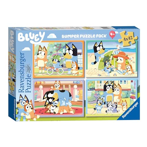 Puzzle RAVENSBURGER Bumper Pack (Idade Mínima: 4) Ravensburger - Jogos - madeira, 4 puzzles, 42 peças, personagens Bluey