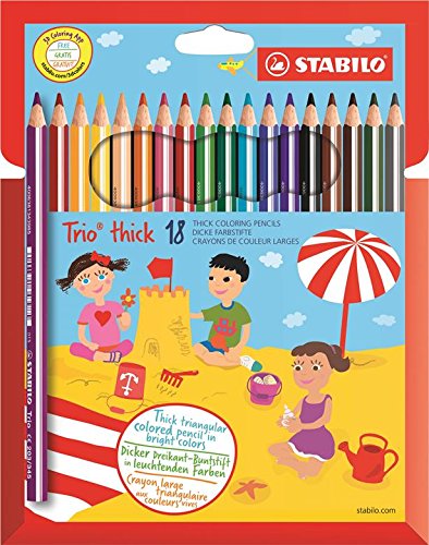 Lápis Cor Trio STABILO 4,2 mm (Caixa de 18) Stabilo - Lápis - 42 mm, triangular, estável, crianças