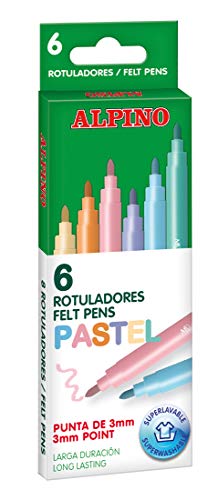 Estojo ALPINO com 6 Marcadores (Multicor) Alpino - Marcadores e marcadores de texto - estojo, alpino, 6 marcadores, multicor, tons pastéis, laváveis