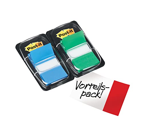 Marcador Autocolante POST-IT Index (Azul e Verde - 25x43mm) 3M - Notas autoadesivas - autocolante, adesivos, removíveis, 25x43mm