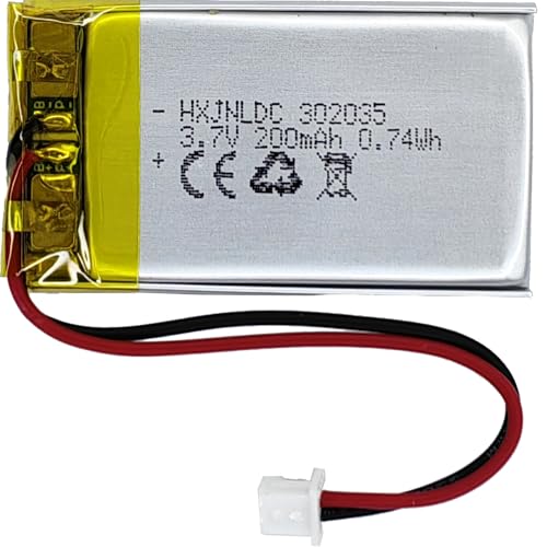 Bateria Recarregável DC 3.7V 200mAh 302035 HXJN - Baterias para telefone sem fio - 3.7V, 200mAh, cilindrica