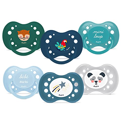 Chupeta DODIE Anatómica (6 Un - Tamanho: 1) DODIE - Cuidados com a higiene oral - tetina reversível, resistente, escudo aéreo, silicone