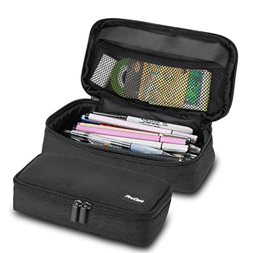 Estojo PROCASE 3 em 1 (Preto - Poliéster - 19.5x10.5x2 cm) Procase - Organizadores de mesa - 3 em 1, poliéster, compacto, organizador
