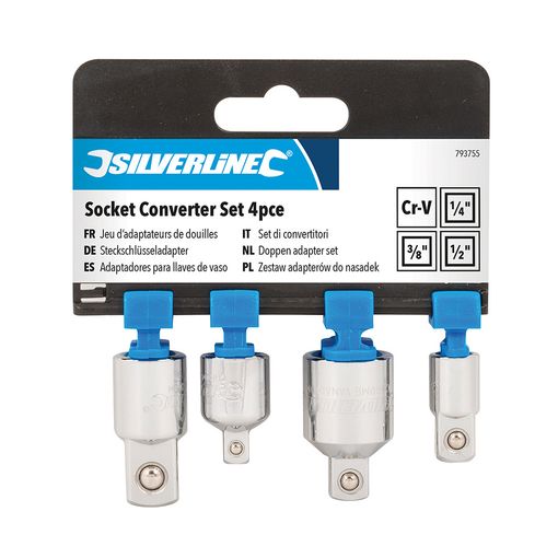 Conjunto de 4 adaptadores para chave de vaso SILVERLINE 793755 Silverline - Acessórios para ferramentas - conjunto, adaptadores, chave de vaso, silverline