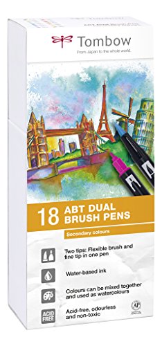 Marcador TOMBOW ABT-18P-2 Ponta Dupla Cor Sortida Tombow - Marcadores e marcadores de texto - ponta dupla, cores secundárias, precisão, traços grossos