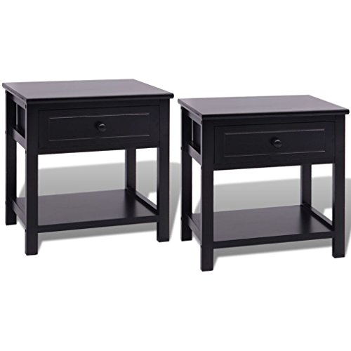 Mesa de cabeceira vidaXL 2 unidade madeira 40 x 29 x 42 cm preto vidaXL - Acessórios para telemóveis - madeira, 40x29x42cm, preto