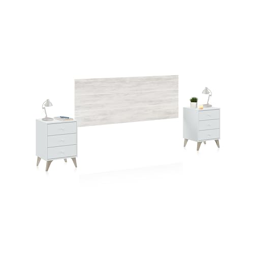 Cabeceira e Mesas de Cabeceira INNOVATION HOME FURNISH HEADWALLWHITE Habitdesign - Conjuntos de móveis de quarto - cabeceira, mesa, innovation, furnish, headwallwhite