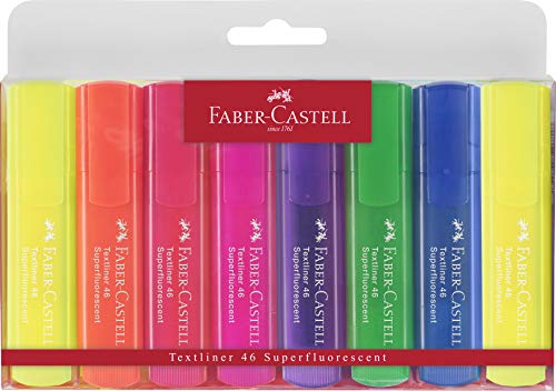Marcador Faber-Castell Textliner 4-6-8 Cores Faber-Castell - Marcadores e marcadores de texto - tinta à base de água, lavável, sem ácidos, sem toxinas