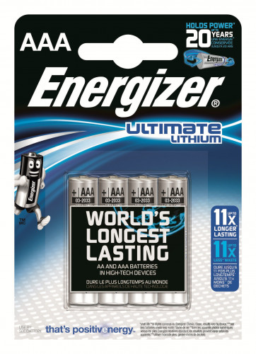 Pilhas Não Recarregáveis ENERGIZER Ultimate Lithium AAA Energizer - Baterias de uso geral - litio, AAA, 1,5 V, 4 pilhas