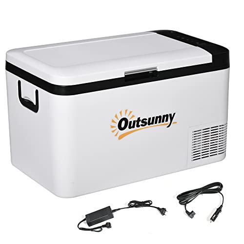 Arca Frigorífica Portátil Outsunny | 18L -20°C | com Luz Led e Alças Dobráveis Outsunny - Porta-alimentos e bebidas - 18L, -20°C, luz LED, alças dobráveis