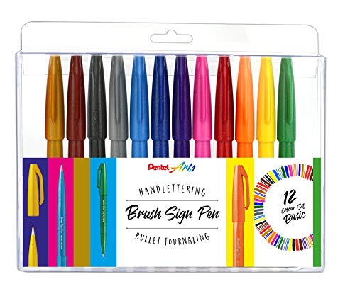Marcador PENTEL SES15-12 Brush Sign (Multicor) Pentel - Canetas - multicor, médio traço, borracha, fibra de nylon