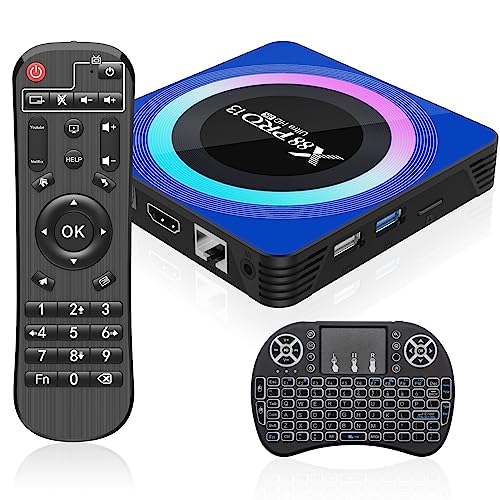 Box para smart tv com mini teclado sem fios e 64gb de rom android 13.0 2,4/5 ghz wi-fi dual band bt 5.0 10/100m ethernet hdmi 8k Junrui - Computadores - smart tv, mini teclado, sem fios, 64gb rom, android 13.0, wi-fi dual band, bt 5.0