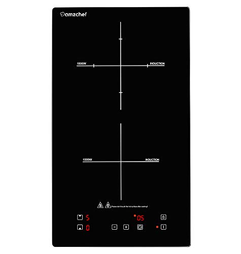 Placa de Indução AMZCHEF Domino (Preto - 29.5 cm - 2 Zonas) AMZCHEF - Eletrodomésticos de cozinha - indução, preto, 29.5 cm, 2 zonas