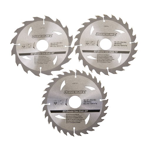 Conjunto de Discos para Serra Circulares SILVERLINE 436755 Silverline - Lâminas de serra - preto, amarelo, ferro, 0,5 kg