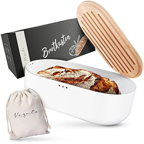 Tigela Grande com Tampo de Bambu e Cortador VEZATO LAJD Concept GmbH - Caixas e sacos para pão - bambu, removível, compartimento, cortador