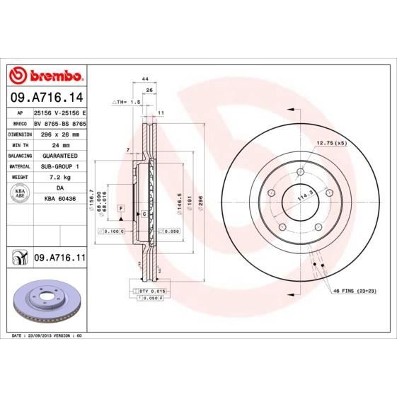 Conjunto de Discos de Travão BREMBO 09.A716.14 BREMBO - Sistema de freios de veículos motorizados - discos, travão, brembo