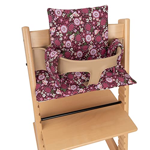 Almofada para Cadeira de Refeição STOKKE Flor Roxo Babyline - Acessórios para cadeira alta e assento elevatório - algodão, impermeável, hipoalergénico, transpirante